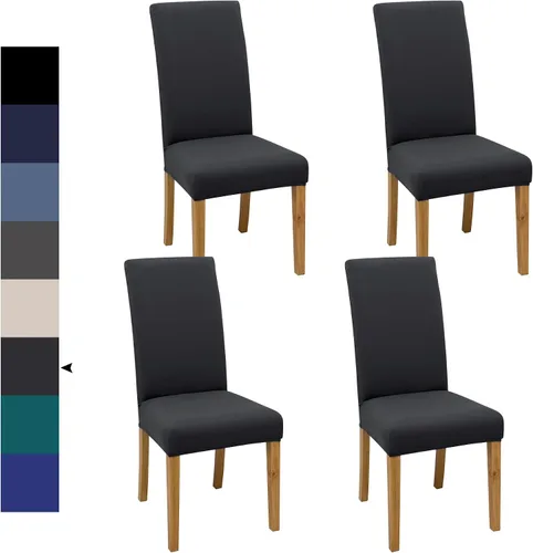 Vista 27 de Fundas para Sillas de Comedor, Juego de Fundas para Sillas de Comedor de 4 Piezas, Fundas Elásticas para Sillas de Cocina, Fundas para Sillas