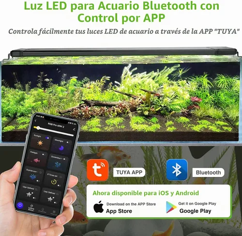 Vista 5 de hygger - Luz LED inteligente para acuario de 18 W, con control por Bluetooth y aplicación, luz de tanque de peces de espectro completo con ciclo