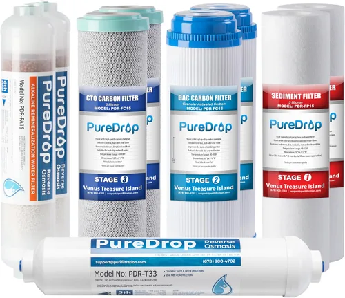 Vista 11 de PureDrop PDR-F8U 50 GPD Filtro de agua de ósmosis inversa Cartuchos de repuesto de 1 año para sistema de filtración de agua RO de 6 etapas RTW5U