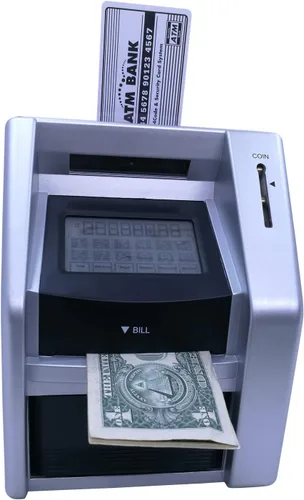 Vista 5 de Caja de ahorros de cajeros automáticos de juguete para niños con pantalla táctil electrónica Touch screen interface, realistic savings bank
