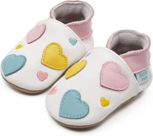 Vista 5 de Dotty Fish Zapatos de bebé, zapatos de cuna de cuero con suela suave para niñas