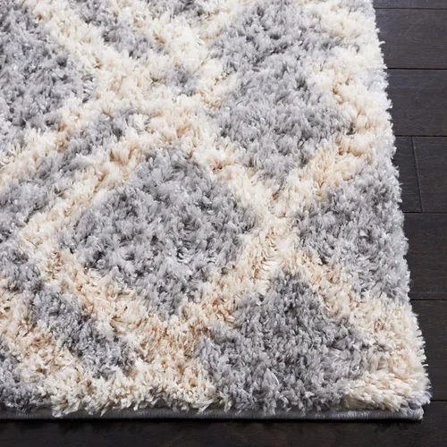Vista 3 de SAFAVIEH Berber Shag Collection - Alfombra decorativa, 2 x 4 pies, diseño marroquí, color gris y crema, no desprende pelusa y de fácil cuidado, 1.2