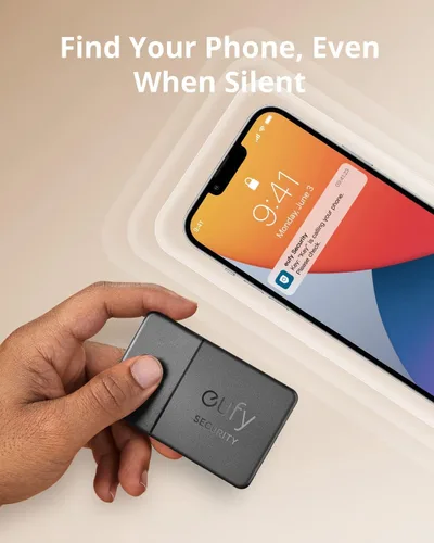 Vista 3 de eufy Security SmartTrack (negro, 1Link +1 tarjeta), funciona con Apple Find My (solo iOS), rastreador de artículos, buscador de teléfono, resistente