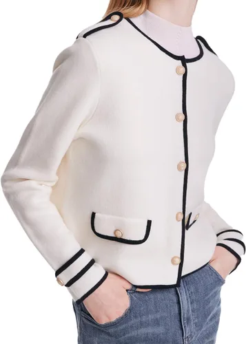 Vista 2 de Women's Short Cardigan Sweater Blazer, Crewneck Button Up Knit Sweaters