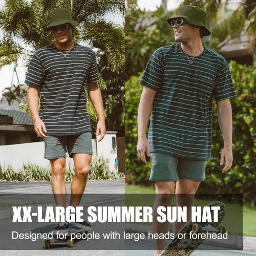 Vista 2 de Sombrero de pescador de algodón XXL de gran tamaño, unisex, reversible, de moda, sombrero de pesca de doble cara, sombrero de sol de verano