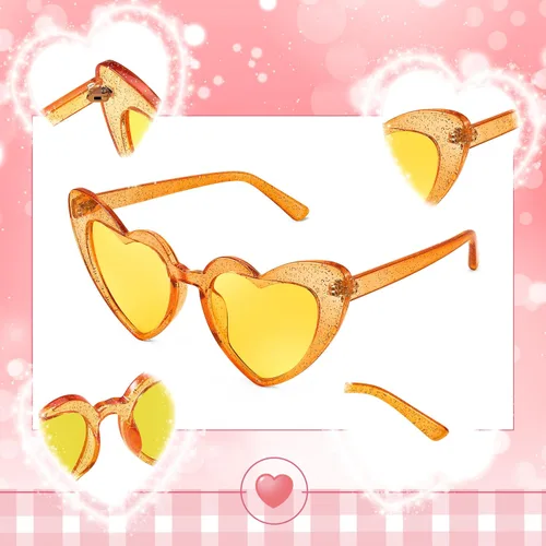 Vista 4 de FEISEDY Gafas de sol de corazón para mujer, gafas de sol de corazón rosa, gafas de sol de corazón rojo, gafas de moda en forma de corazón B2421-P