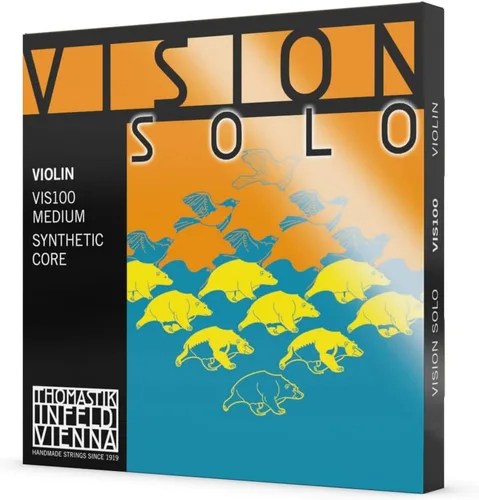 Vista 2 de Thomastik Vision Solo - Juego de cuerdas para violín 4/4, calibre medio, con cuerda D enrollada de aluminio
