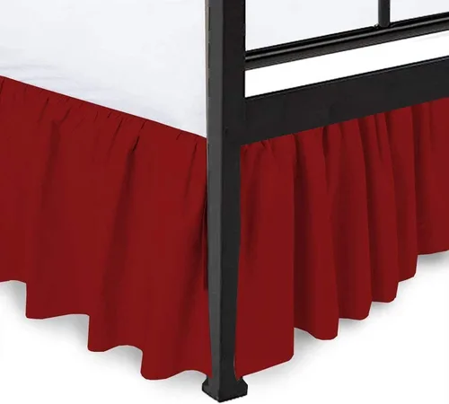 Vista 22 de Falda de cama individual negra para falda de cama con volantes con caída de 16 pulgadas, tela de tres lados ajustable con volantes suaves y sedosos