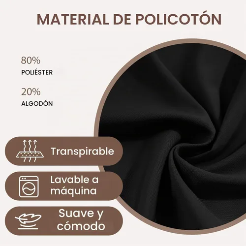 Vista 6 de Delantales de chef de algodón para hombres y mujeres, bolsillos grandes, material de lona Negro