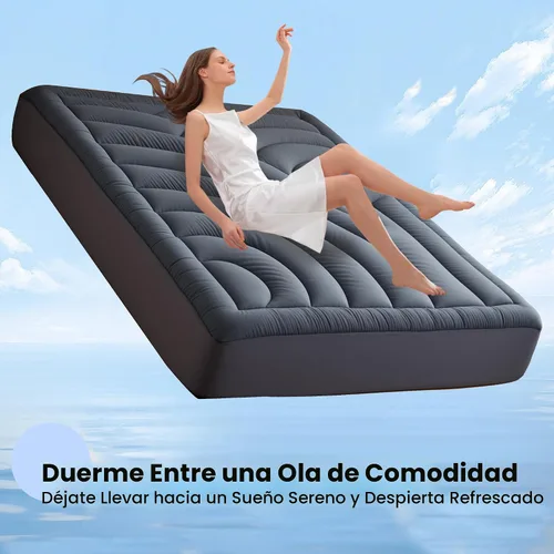 Vista 3 de Protector de colchón impermeable tamaño individual, cubrecolchón acolchado ajustable tamaño individual, protector de colchón de cinco capas