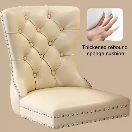 Vista 4 de Juego de sillas de comedor, sillas de comedor tapizadas de cuero, cómodas sillas de cocina, silla de vestíbulo con patas de madera resistentes