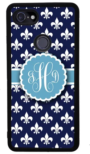 Vista 4 de French Fleur De Lis - Funda de goma negra con monograma personalizado para teléfono compatible con Google Pixel 10, 10 Pro, 10 Pro XL, 9a, 9 Pro