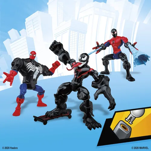 Vista 5 de Marvel Super Hero Mashers - Paquete de colección de telarañas con Spiderman, Venom y Miles Morales (exclusivo de Amazon)