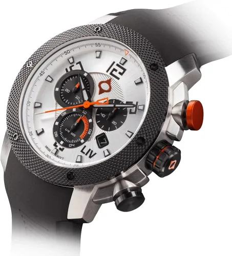 Vista 3 de LIV GX1 - Reloj clásico resistente con cronógrafo suizo de 1.77 pulgadas, 316L SS, 3D multicapa con fecha rápida, resistente a los arañazos