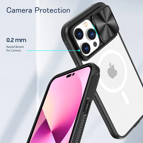 Vista 5 de Funda para iPhone 11 Pro Max compatible con Magsafe con cubierta de cámara deslizante, grado militar, resistente a los golpes, resistente