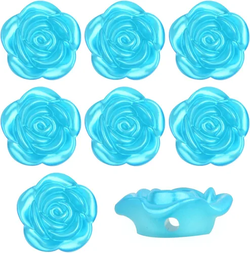 Vista 9 de 100 cuentas espaciadoras de rosas de plástico ABS con forma de flor de rosa, cuentas de rosas lindas, accesorios para adornos para manualidades, Azul