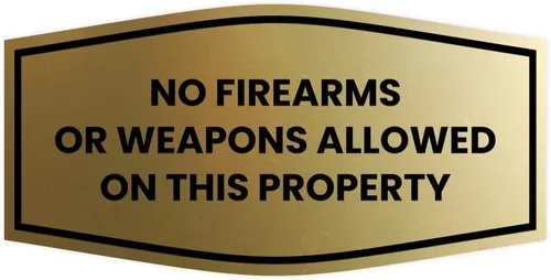 Vista 10 de Fancy No Firearms or Weapons On This Property Sign (Negro/Plata) - Mediano