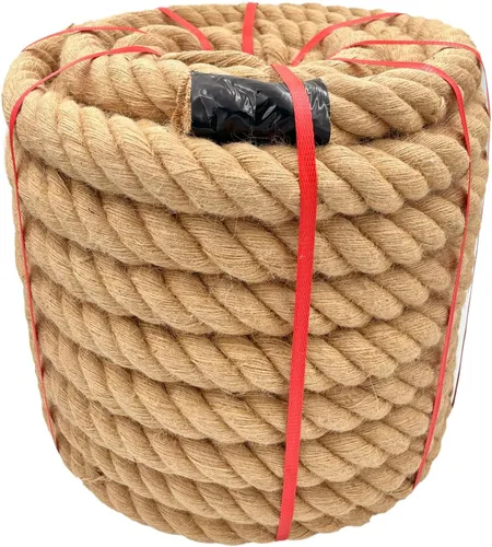 Vista 14 de Cuerda de Cáñamo Natural (1 pulgada x 50 pies) Cuerda de Manila Trenzada Cuerda de Yute Gruesa para Manualidades, Cuerda de Columpio de Porche