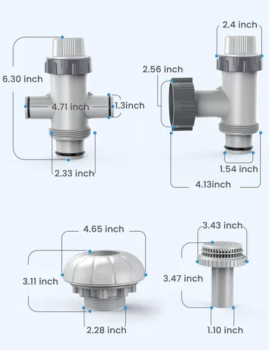 Vista 4 de POOLHACKER Piezas de piscina sobre el suelo, piezas de repuesto para piscinas para válvula de émbolo, kit de piezas de repuesto de puertos
