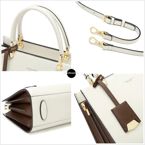 Vista 6 de Cnoles Bolsos de mano de cuero a la moda para mujer, bolsos de hombro Negro