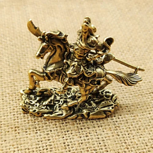 Vista 2 de SM SunniMix Mini estatua de Guan Gong, escultura tallada de adorno, accesorios, figura decorativa de amuleto de meditación, para escritorio