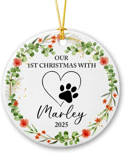 Vista 13 de Adorno personalizado de Navidad, aniversario de boda, aniversario de 2025, adornos de cerámica de Navidad para parejas, esposo, esposa, adorno