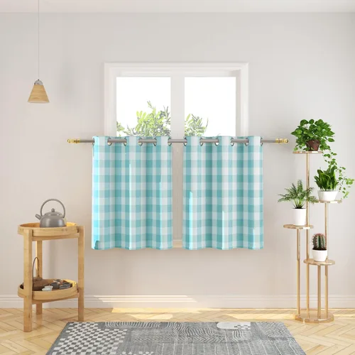 Vista 94 de Cortinas de 24 pulgadas de largo con diseño Buffalo Check Gingham Plaid para ventanas de cocina y baño, tratamiento para ventanas con 2 paneles