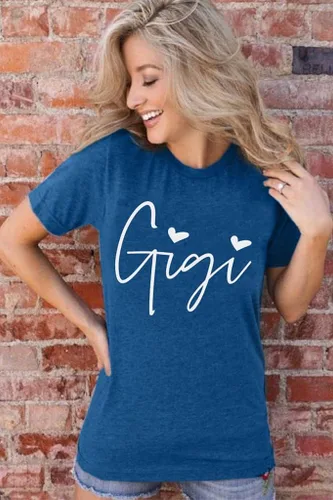 Vista 6 de Gigi - Camisetas para abuela, mujer, con gráfico Gigi con corazones, de manga corta