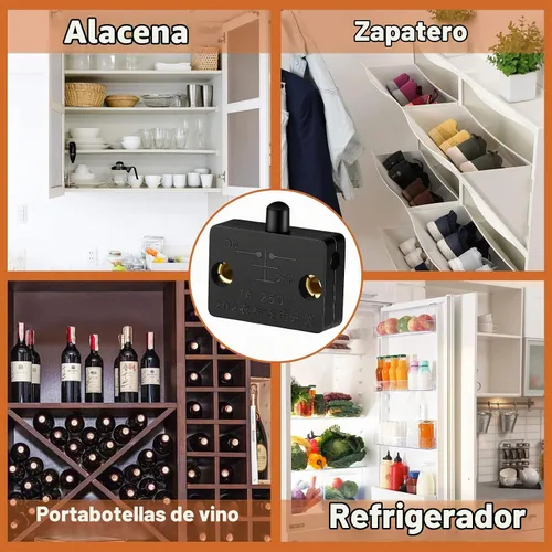 Vista 6 de Paquete de 8 interruptores de puerta de gabinete para luz de armario Negro
