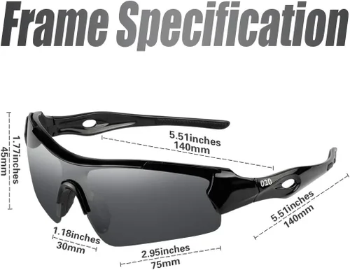 Vista 3 de Gafas de sol polarizadas deportivas para jóvenes, adolescentes, niños, niñas, jóvenes, ciclismo, golf, béisbol, ciclismo, pesca, correr, softbol