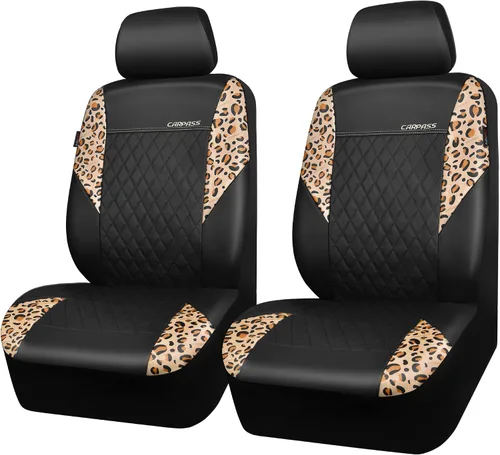 Vista 20 de CAR PASS Funda de asiento de cuero acolchada para dos asientos delanteros, universal, impermeable, de lujo, de PU premium, de vinilo