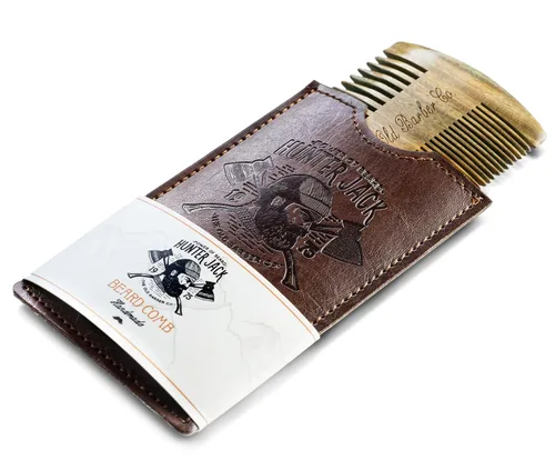 Vista 2 de Peine de madera de sándalo para barba para hombres, peine de madera natural con dientes dobles finos y gruesos, peine para bigote antiestático, sin