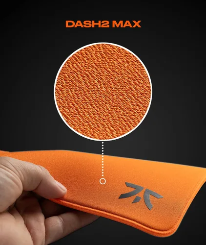 Vista 5 de Fnatic MAX Dash L Pro - Alfombrilla de mouse para juegos, superficie de control de tela lisa naranja, revestimiento resistente al agua, con base