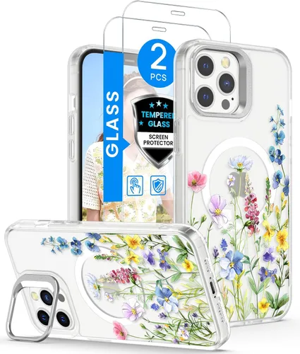 Vista 8 de Dretal para Funda iPhone 12, Funda iPhone 12 Pro Floral, con Protector de Pantalla, Soporte para Cámara, Protección de Grado Militar, Funda