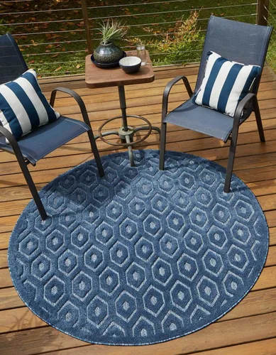 Vista 8 de Unique Loom Outdoor Trellis Textured Collection - Alfombra espacial (2 x 3 pies, rectangular, aguamarina y marfil)