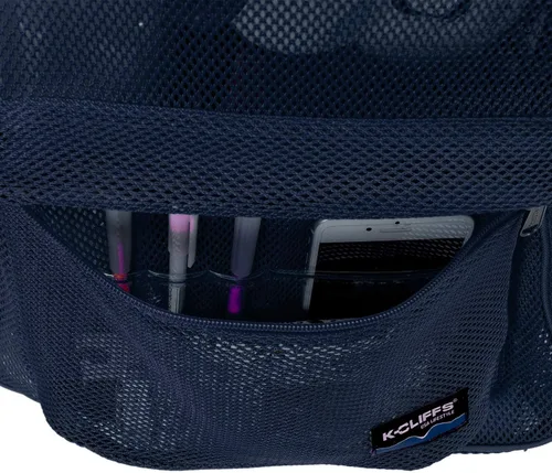 Vista 6 de K-Cliffs Mochila de malla resistente, mochila clásica para estudiantes, bolsa de gimnasio transparente duradera Correas acolchadas, marino