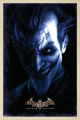 Vista 7 de Trends International DC Comics VIdeo Game - Póster de pared de Arkham Asylum - Joker, 14.725 x 22.375 pulgadas, versión enmarcada de madera