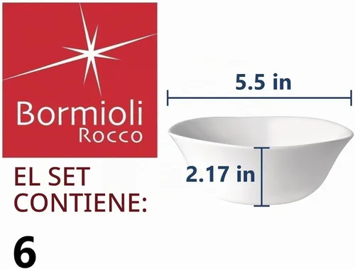 Vista 2 de Bormioli Rocco Parma - Juego de 6 vajillas de cristal de ópalo de 5.5 pulgadas, color blanco