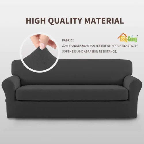 Vista 3 de Easy-Going - Funda elástica de microfibra de 2 piezas para sofá, funda suave de elastano, lavable, parte inferior elástica, protector para muebles