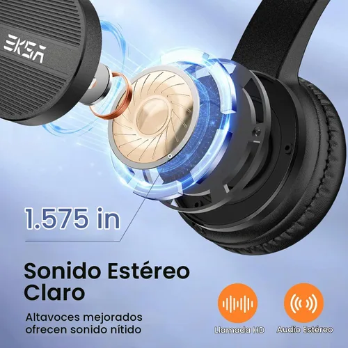 Vista 4 de EKSA Auriculares con micrófono para PC, auriculares de computadora con cable de 0.138 in con controles de volumen y silencio de micrófono