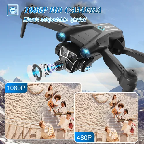 Vista 2 de Dron con cámara 1080P HD, mini dron para principiantes, niños y adultos, cuadricóptero RC con 2 baterías, estuche de transporte, vuelo estable