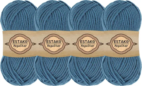Vista 15 de Estako Megastar, 3.52 Oz (100g) de hilo de acrílico 75% y lana 25%, suave, peso grueso voluminoso #5 para crochet y tejer 120 yardas (110m)