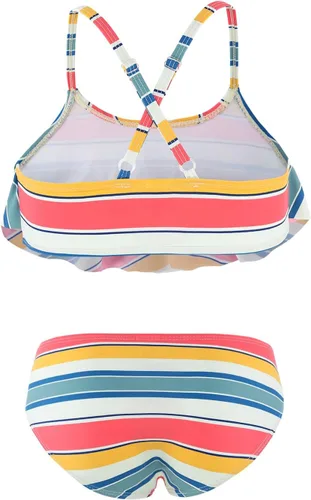 Vista 2 de Traje de baño de dos piezas para niñas, traje de baño de rayas con volantes Falbala