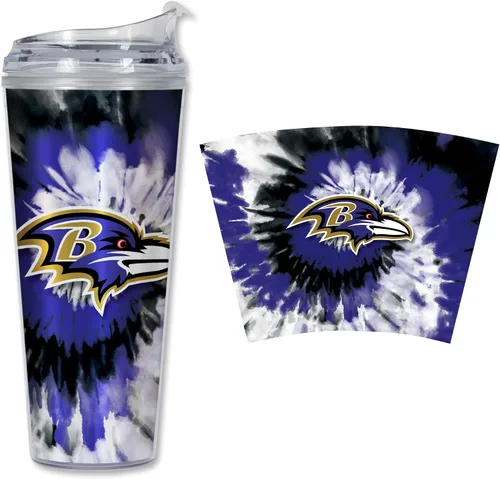Vista 70 de Rico Industries NFL Football Glitter 24 onzas Vaso de purpurina acrílico con tapa con bisagra, Vaso de doble pared oficialmente licenciado con pajita