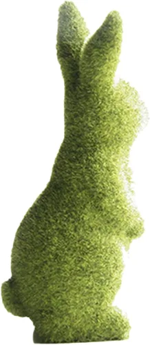 Vista 4 de Decoraciones decorativas para regalos de conejo de Pascua, escultura flocada verde musgo, patio de jardín, reuniones familiares, decoraciones