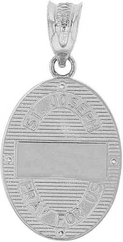 Vista 2 de Claddagh Gold Fine 925 Sterling Silver CZ-Accented St. Joseph Oval Medal Necklace (1.15")