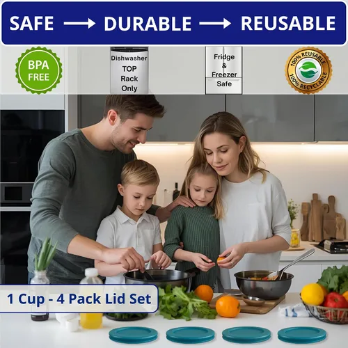 Vista 3 de Klare Ware - Tapas de repuesto para Pyrex 7202, Anchor Hocking y Klare Ware Ware - Recipiente de vidrio no incluido (paquete de 4, turquesa)