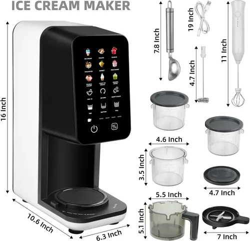 Vista 3 de Máquina de helados 12 en 1, máquina eléctrica para hacer helados suaves para el hogar y la oficina, helados, granizados, hielo italiano, sorbete