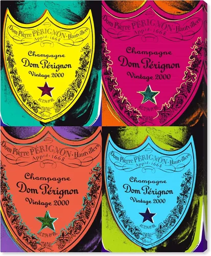 Vista 9 de The Oliver Gal Artist Co. Moderno 16.0 x 20.0 pulgadas, Pop Art Champagne, lienzo decorativo para pared, sala de estar Warholesque Dom P, rosa
