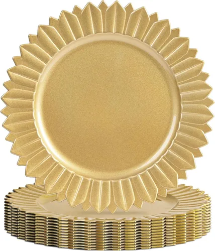 Vista 12 de MAONAME Juego de 6 platos base negros de 13", platos base redondos para platos de cena, platos base de plástico, platos base para mesa de boda